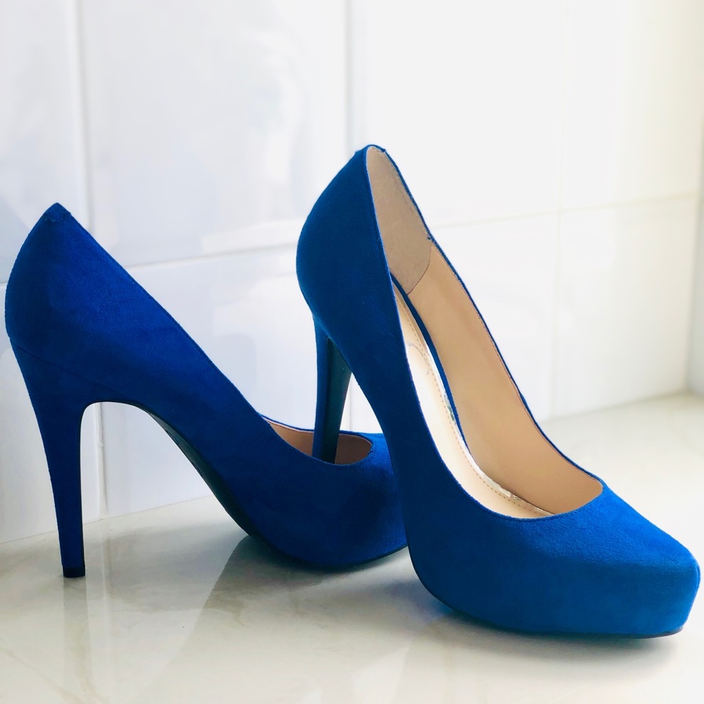 JESSICA SIMPSON Blue Suede Pumps - Picture 1 of 3